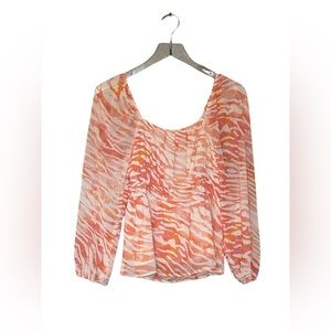DR2‎ Orange Zebra Chiffon Blouse NWOT